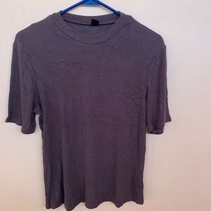SHEIN brown ribbed T-Shirt